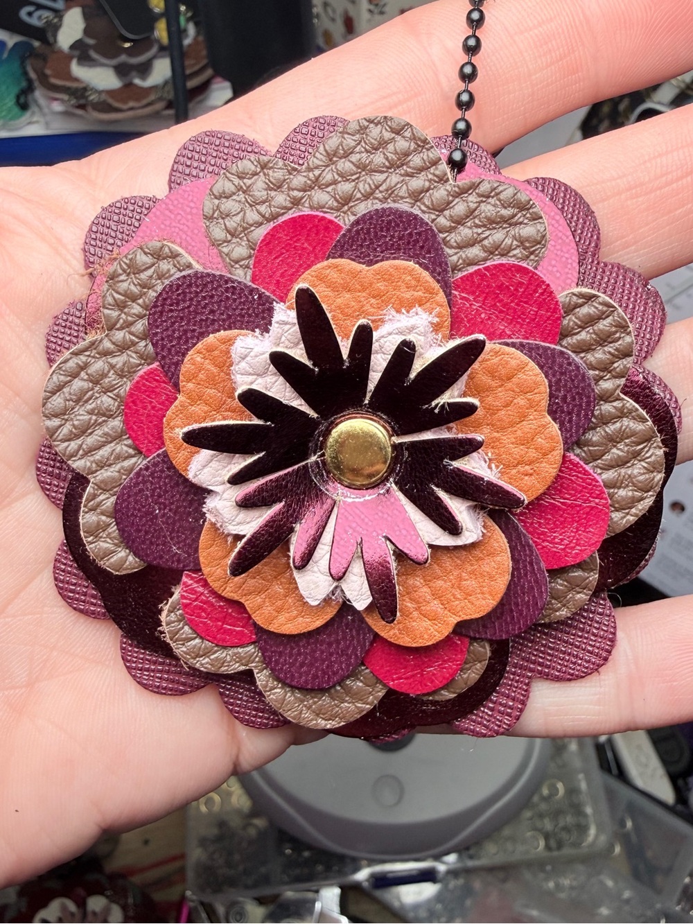 Handmade Floral Bag Charm 💜🩷 - Picture 2 of 3